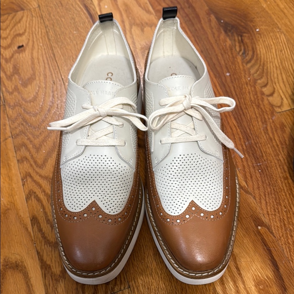 Cole Haan Women's Grand Platform Wingtip |  Pecan/Ivory | size 10